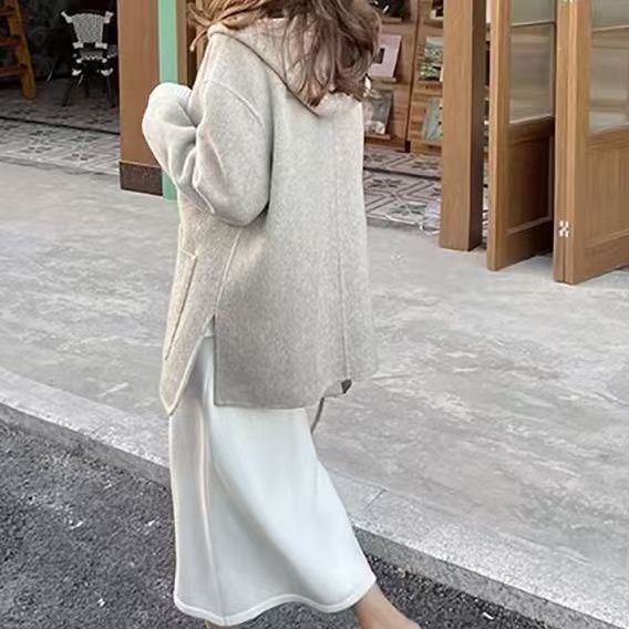 レディース コート 長袖 無地 ゆったり 春夏 カジュアル 春 ショート 夏 膝丈 秋 シンプル ウール フード