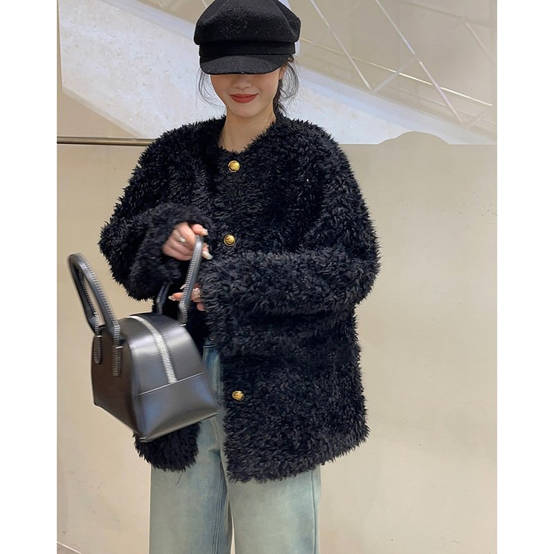 レディース コート 長袖 ゆったり 冬 きれいめ 通勤 ラウンドネック 暖かい ファー