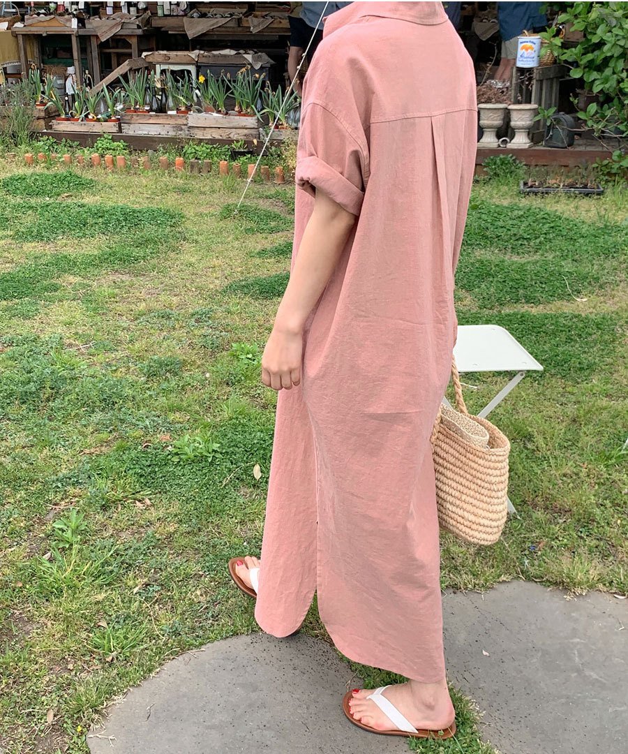 ワンピース 半袖 無地 春夏 きれいめ 通勤 春 夏 シンプル ロング 襟付き