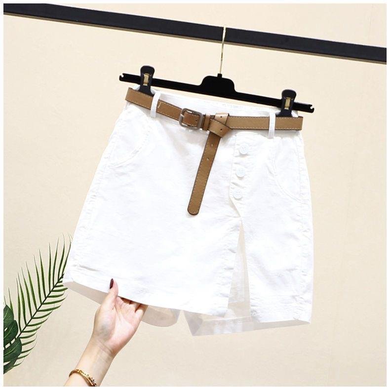 レディース パンツ スカート コットン 綿 夏 きれいめ 通勤 ショート ショートパンツ 上品 Aライン ベルト 切り替えデザイン キュロットスカート ハイウエスト ベルト付き ボタン