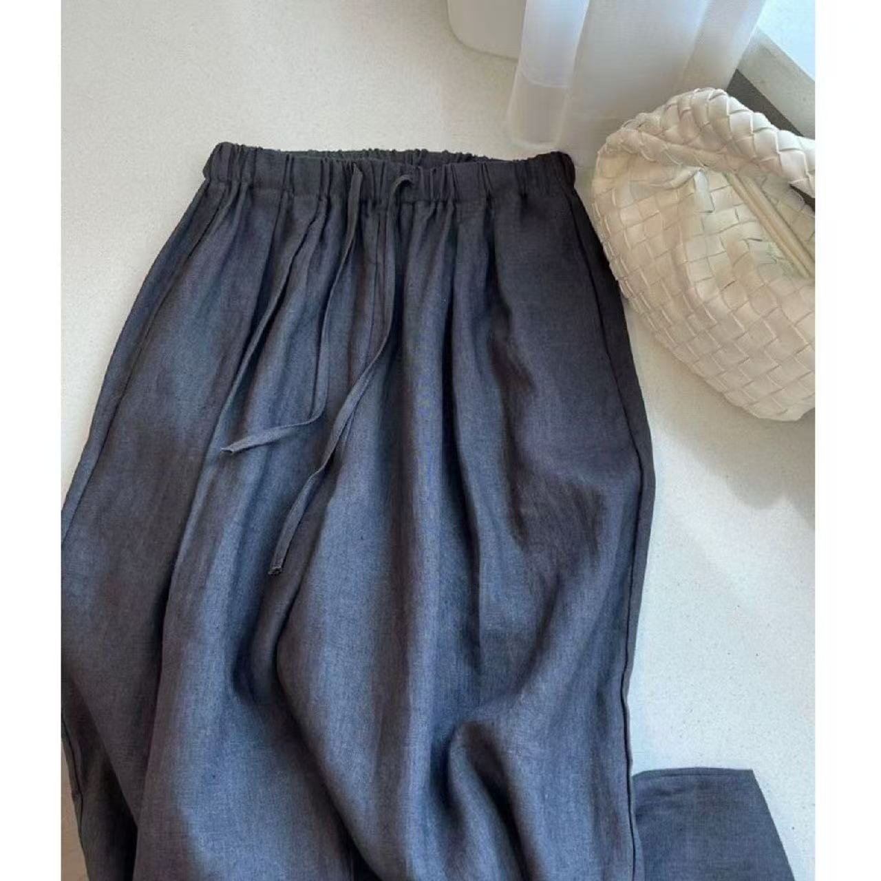 パンツ ゆったり ワイド リネン 春夏 カジュアル きれいめ 春 夏 スリム 上品 ブラウン ワイドパンツ 薄手 ポリエステル