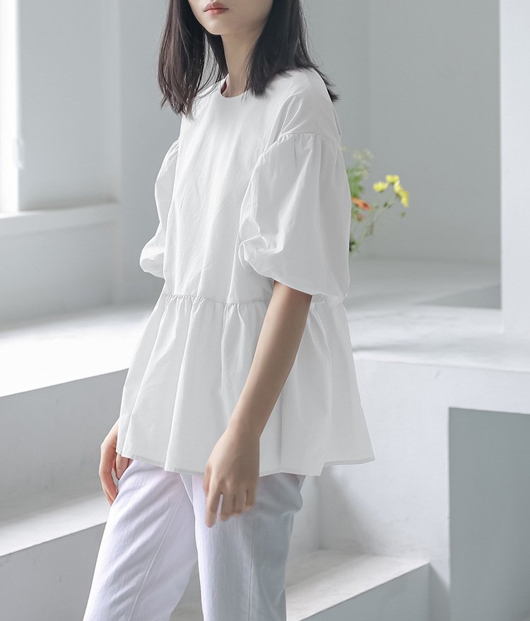 レディース シャツ トップス ゆったり 春夏 きれいめ 通勤 前開き 春 夏 ラウンドネック 韓国ファッション