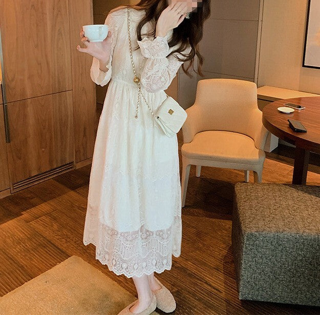 キャンディスリーブ レディース ワンピース 膝下 ミモレ ロング 長袖 フリル袖 Vネック 襟なし Aライン フェミニン レース 透け感 ギャザー シアー かわいい 大人可愛い きれいめ シンプル カジュアル おしゃれ こなれ感 ガーリー キュート ナチュラル 総柄 春 秋 学生 学校 通学 デート お出かけ イベント リゾート 旅行 レストラン 女子会 休日 ホテル ショッピング お花見 カフェ 合コン 体型カバー 普段使い 着回し モテ 清楚 S M L XL ゆったり ベージュ ベーシックカラー