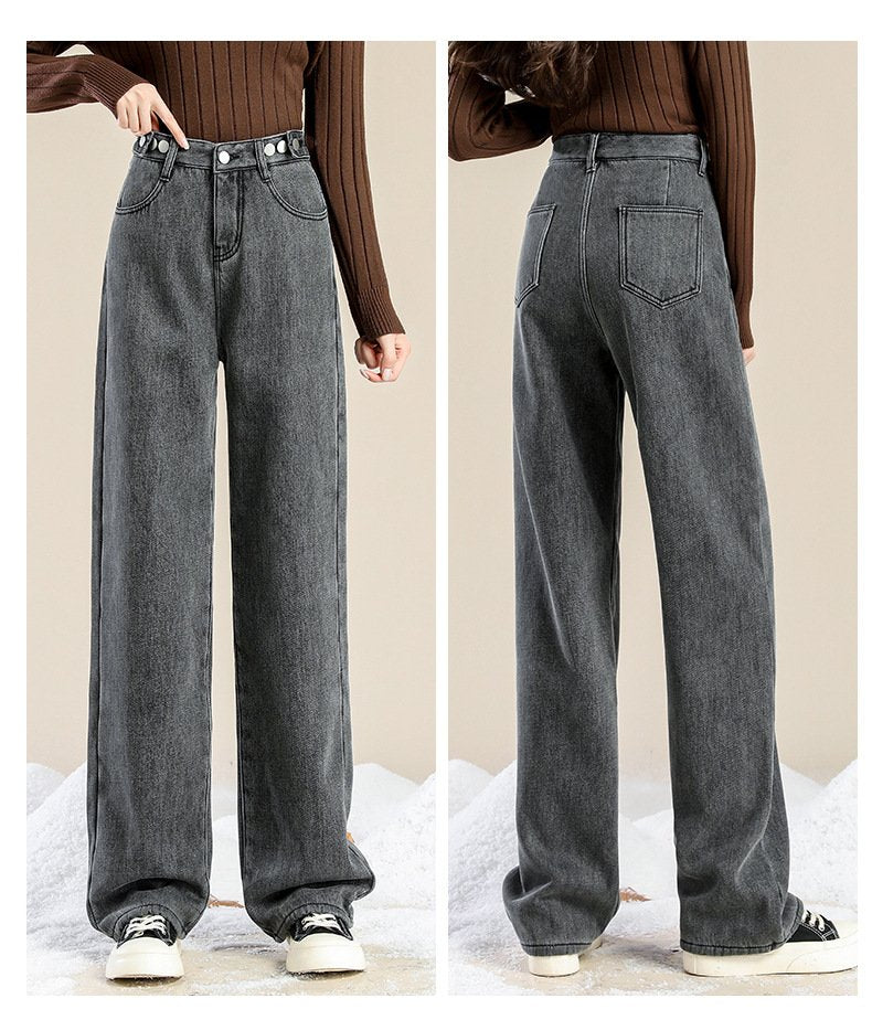 レディース パンツ ゆったり ワイド コットン 綿 秋冬 秋 通勤 シンプル 冬 ストレート ワイドパンツ 厚手 ストリート ベルベット