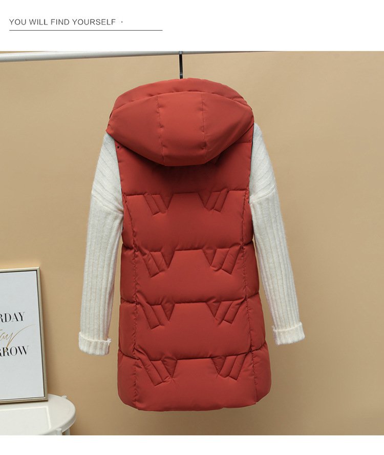 レディース ベスト コート 無地 コットン 綿 春夏 春 夏 秋 シンプル 冬 ダウン ロング 厚手 フード 秋冬
