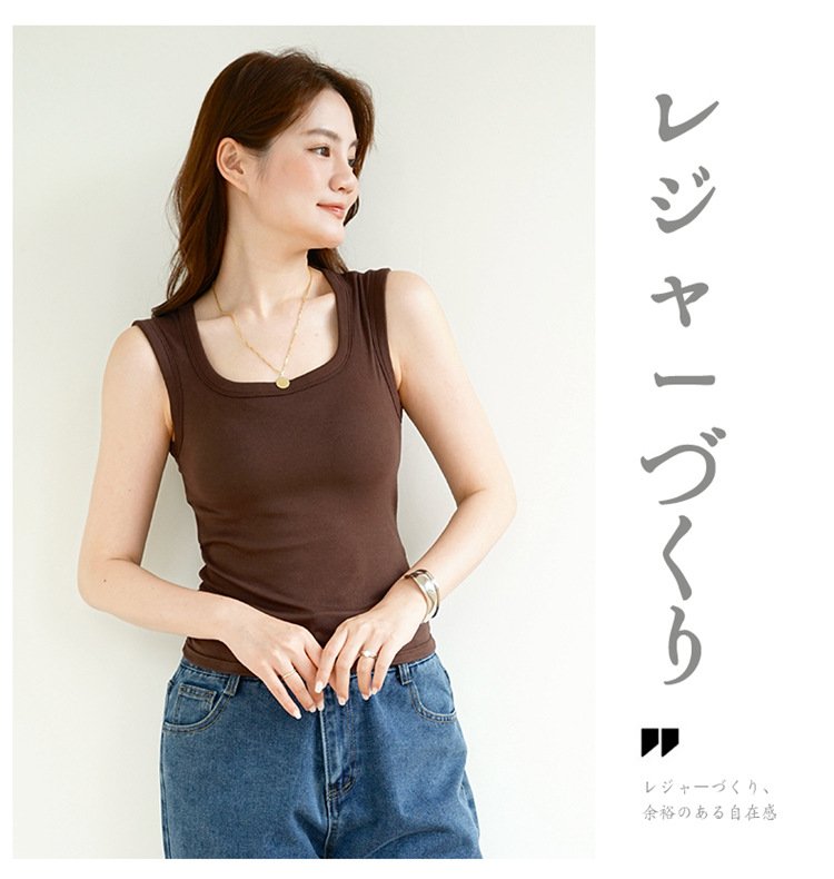レディース トップス 無地 ゆったり ワイド 春夏 カジュアル 体型カバー 春 ショート 夏 シンプル キャミソール タンクトップ リブ アウター インナー