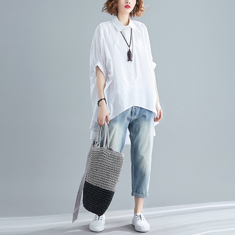 シャツ Tシャツ 半袖 ゆったり 夏 体型カバー 大きいサイズ 春夏 前開き 上品 襟付き レギュラー ポリエステル