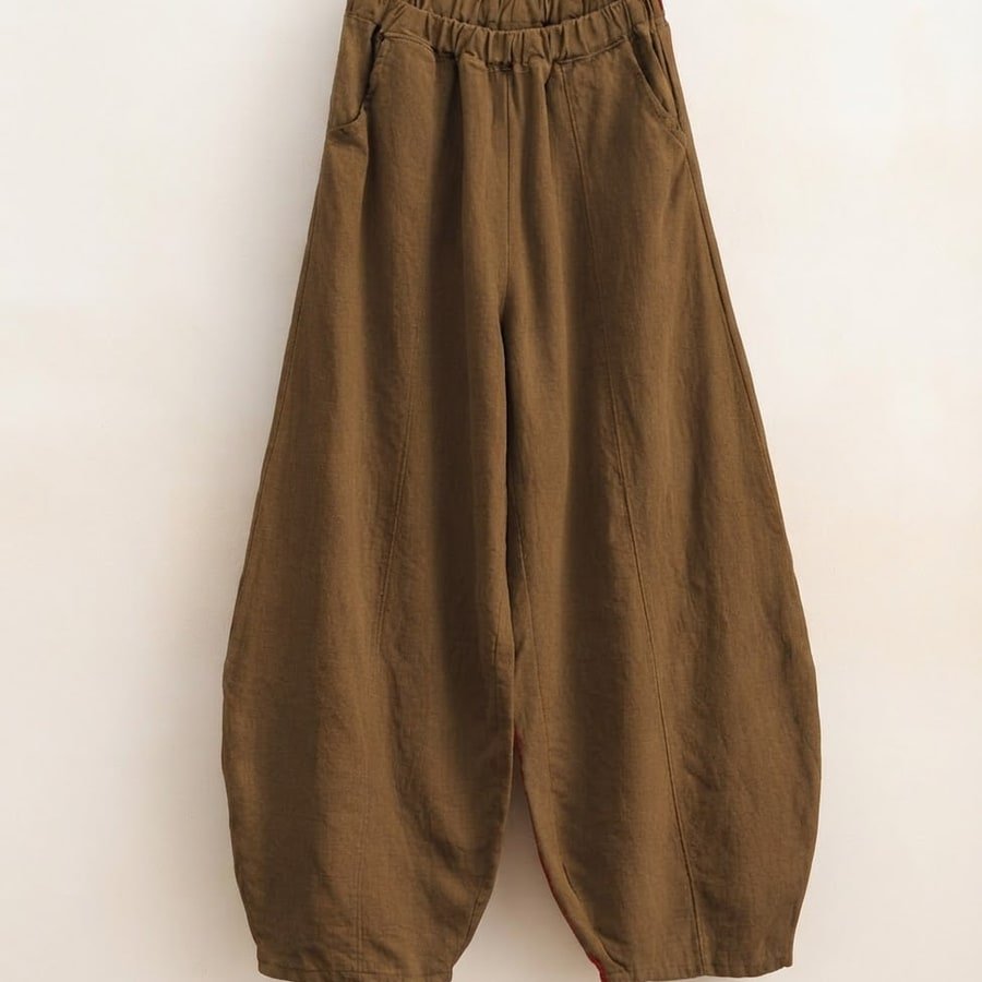 レディース パンツ ゆったり コットン 綿 麻 春夏 カジュアル きれいめ 通勤 大きいサイズ 春 夏 上品 ウエストゴム タイ