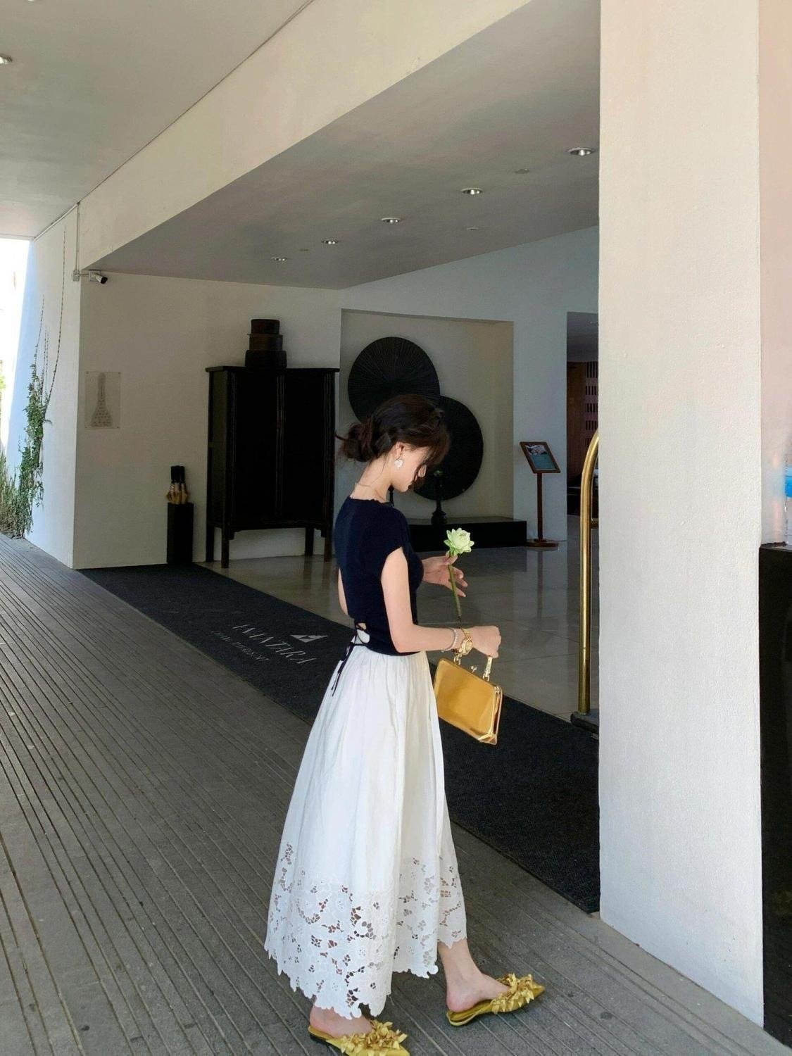 レディース ワンピース スカート 春夏 カジュアル きれいめ 春 夏 ホワイト フラワー 上品 ロング Aライン
