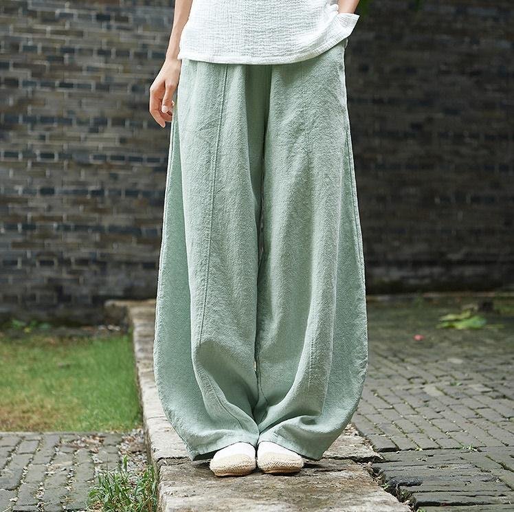 レディース パンツ ゆったり コットン 綿 麻 春夏 カジュアル きれいめ 通勤 大きいサイズ 春 夏 上品 ウエストゴム タイ