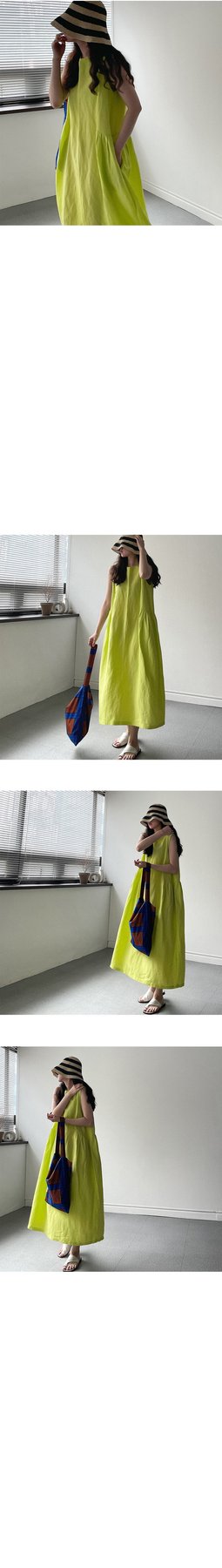 ワンピース ノースリーブ 無地 春夏 袖なし 春 夏 ラウンドネック シンプル ミモレ ロング