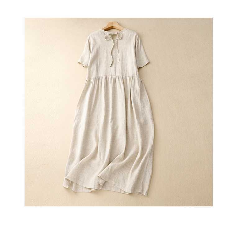 ワンピース 半袖 無地 夏 春夏 ラウンドネック シンプル 上品 ベルト フレア 切り替えデザイン