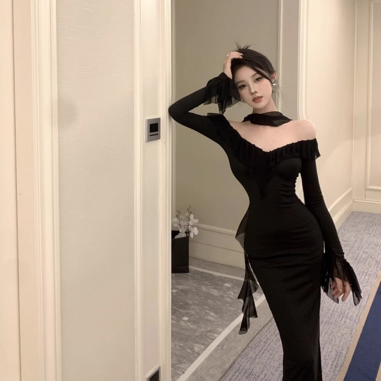 レディース ワンピース ドレス 丈長 長袖 かわいい 大人可愛い きれいめ シンプル 上品 おしゃれ かっこいい ラブリー キュート 無地 オールシーズン 謝恩会 二次会 お出かけ パーティー イベント リゾート レストラン 休日 発表会 コンサート モノトーン 楽ちん モテ S M L XL 黒 ロング フォーマル かっこいい こなれ感 モード系 エレガント 主役級 かっちり ナチュラル 二次会 披露宴 発表会 ママ アウトドア キャンプ レストラン ホテル ライブ 合コン コンパ 婚活 重ね着