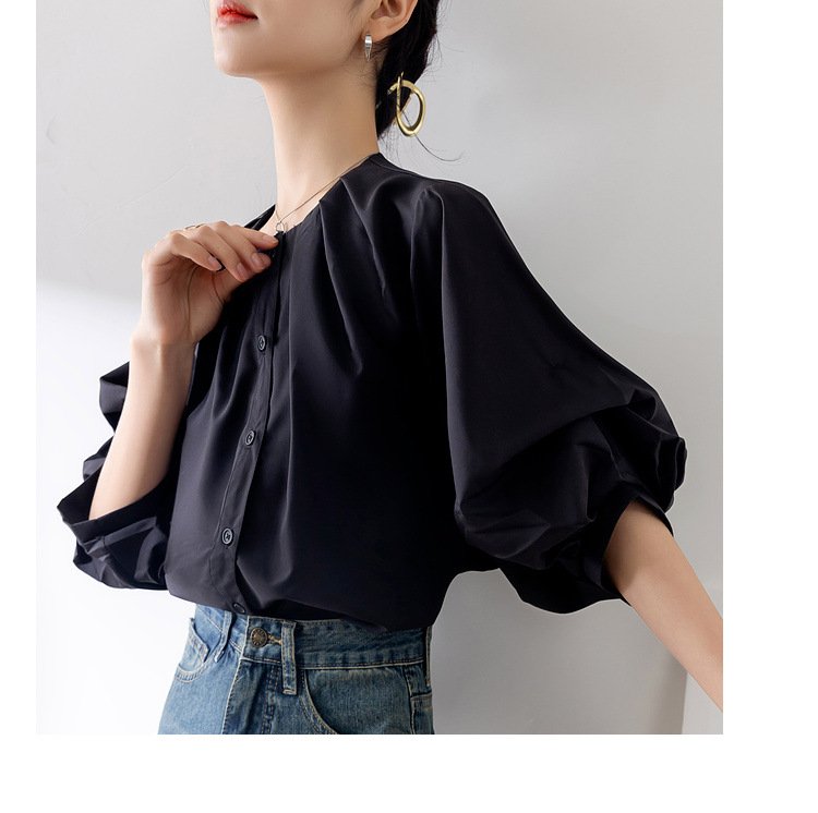 レディース シャツ ジャケット ゆったり 夏 レトロ 体型カバー 春夏 前開き ラウンドネック ポリエステル