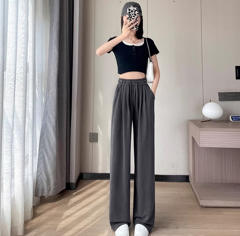 レディース パンツ ボトムス ストレートパンツ ワイドパンツ ワイド ドレープ ハイウエスト ウエストゴム かわいい シンプル カジュアル おしゃれ ラフ ルーズ キュート ナチュラル 無地 春 夏 ママ 通勤 学生 学校 通学 デート お出かけ 旅行 公園 女子会 休日 ショッピング カフェ 楽ちん 普段使い 着回し S M L XL 2XL 3XL 大きいサイズ ホワイト ブラック ダークグレー ピンク ベーシックカラー