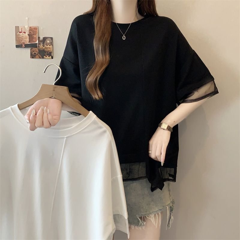 レディース Tシャツ 半袖 ゆったり 春夏 カジュアル 春 夏 ラウンドネック シャツ 切り替えデザイン ステッチ レギュラー
