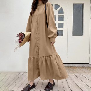 レディース スカート 無地 春 カジュアル レトロ ボトムス シンプル ロング 切り替えデザイン ロングスカート