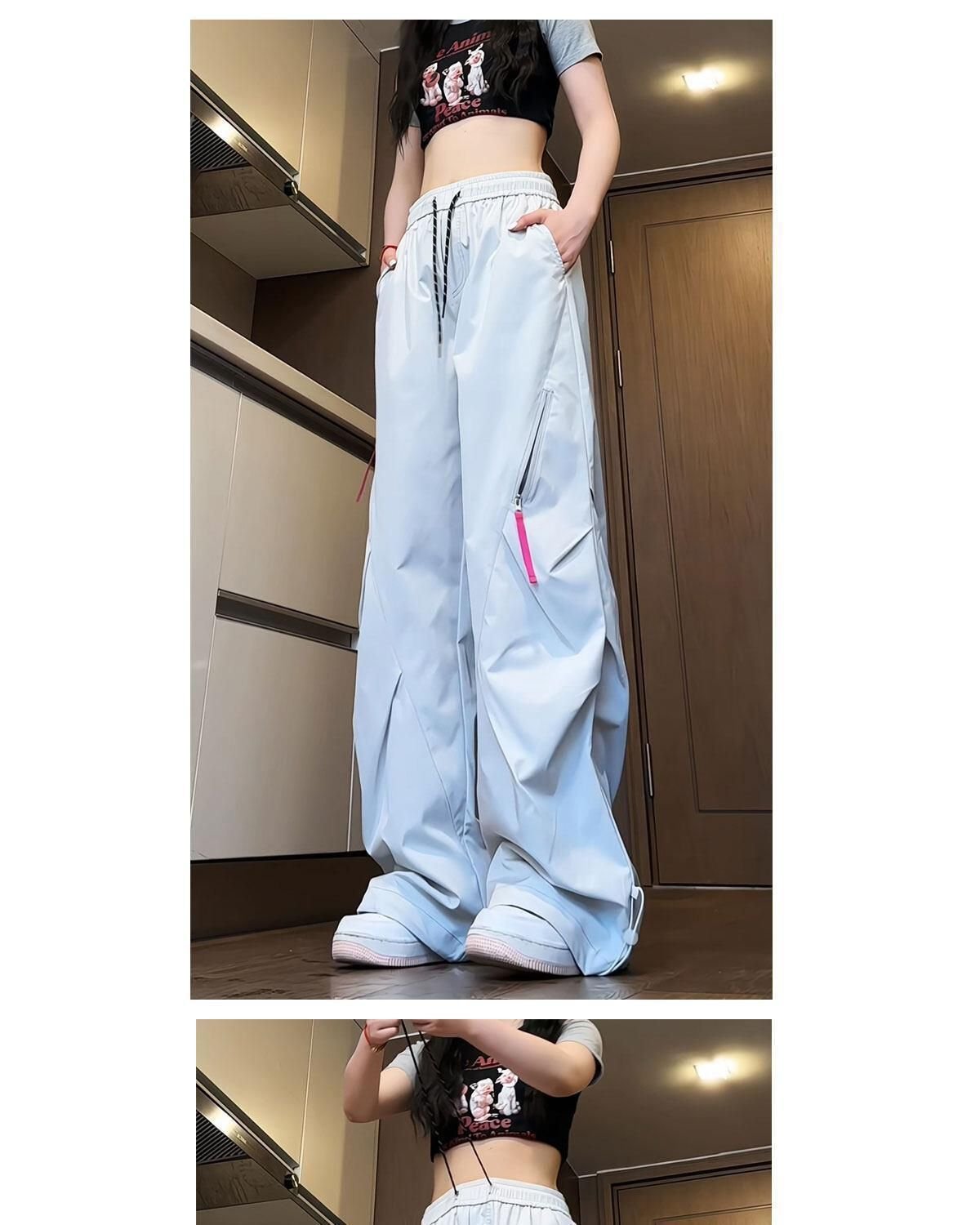 レディース パンツ 秋冬 秋 カジュアル アメリカン 冬 紫 ロング 薄手 切り替えデザイン ハイウエスト 速乾 ポリエステル