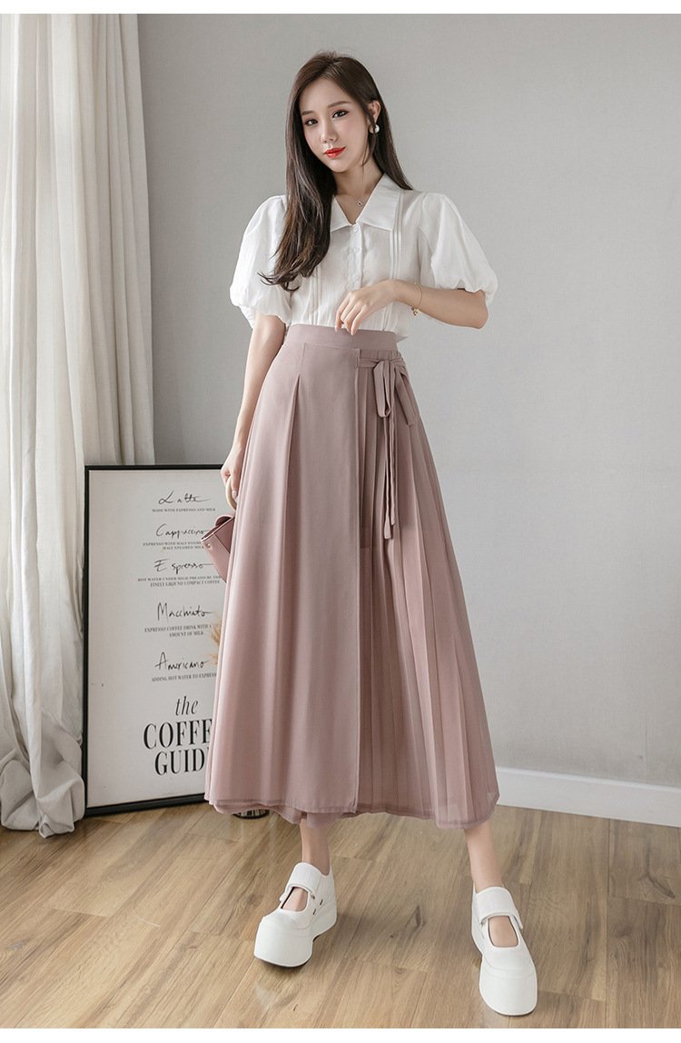 レディース パンツ 春 カジュアル 大きいサイズ シフォン リボン