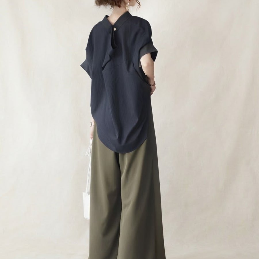 レディース トップス パンツ ボーダー ストライプ ワイド 春夏 きれいめ 春 夏 上品 ワイドパンツ 切り替えデザイン セットアップ ポリエステル