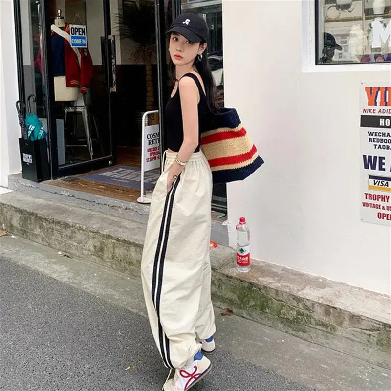 レディース パンツ ゆったり ワイド 春夏 カジュアル アメリカン ボトムス 春 夏 ストレート スウェットパンツ スウェット ストリート タイ 速乾 ストレッチ ポリエステル