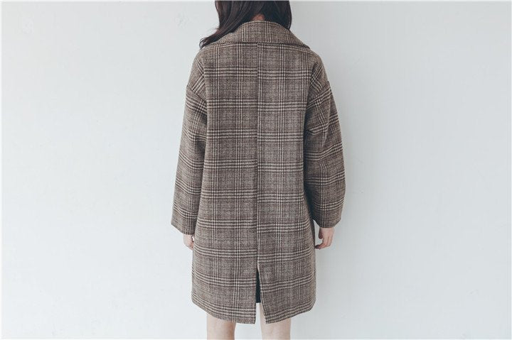 レディース コート 長袖 チェック柄 ゆったり スリム 秋冬 秋 きれいめ 通勤 体型カバー 冬 ウール 厚手
