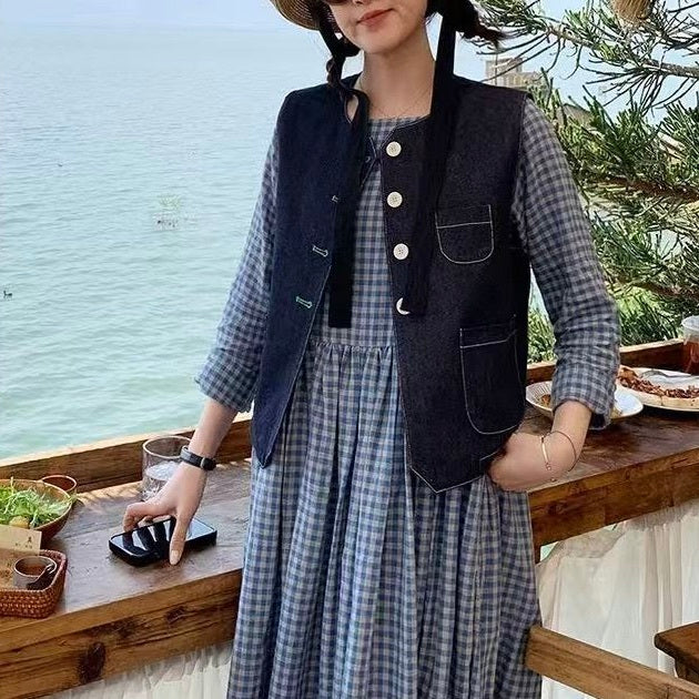 レディース ワンピース ロング マキシ 長袖 スクエアネック Aライン タック ウエストマーク かわいい 大人可愛い きれいめ シンプル カジュアル おしゃれ レトロ こなれ感 ラフ ガーリー ヴィンテージ ラブリー キュート クラシカル ベーシック カントリー ロマンティック ナチュラル チェック ギンガムチェック 春 秋 お出かけ イベント 女子会 休日 高原 ガーデン 楽ちん 体型カバー 普段使い 着回し モテ 清楚 トレンド 流行 定番 M L XL 2XL 小さいサイズ 大きいサイズ ブルー 青