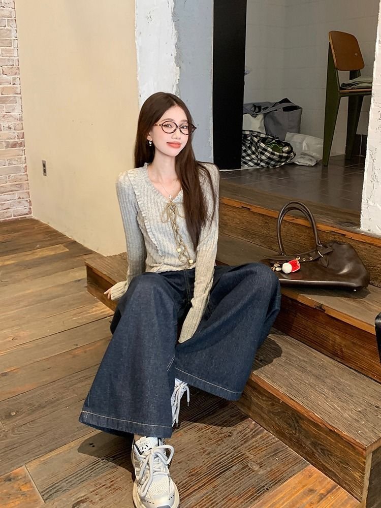 レディース トップス Tシャツ 長袖 無地 スリム 秋冬 秋 きれいめ Vネック ショート 膝丈 タイト レース シンプル 冬 細身 上品 シャツ 切り替えデザイン タイ レースアップ ポリエステル 着痩せ