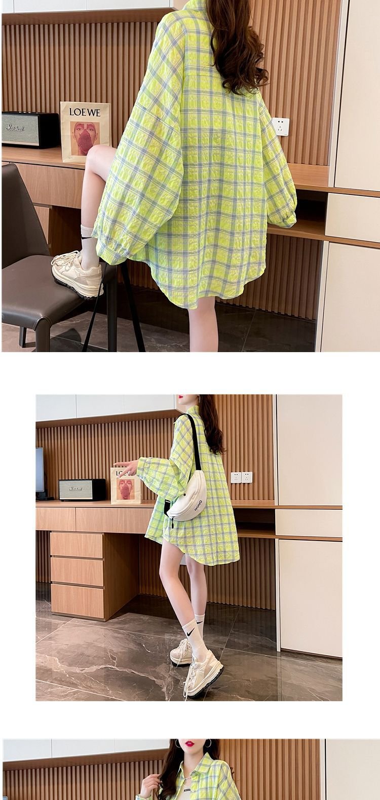 シャツ コート 長袖 チェック柄 ゆったり 春夏 カジュアル 前開き 春 夏 ミモレ ロング 薄手 切り替えデザイン ミディアム ポリエステル