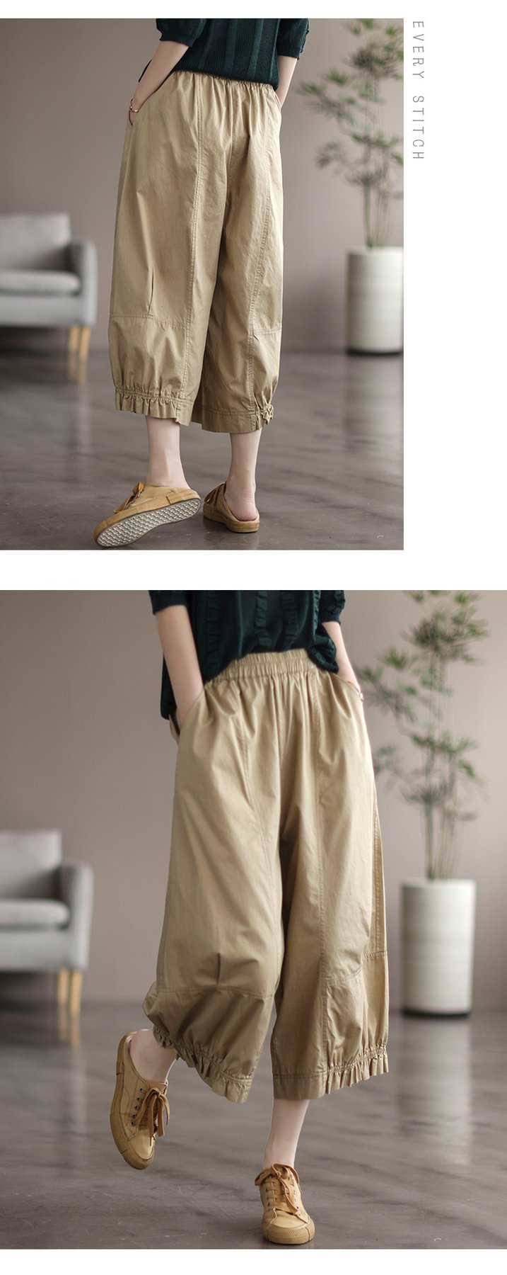 レディース パンツ ワイド コットン 綿 春夏 カジュアル レトロ 着回し 大きいサイズ 春 夏 ワイドパンツ 切り替えデザイン
