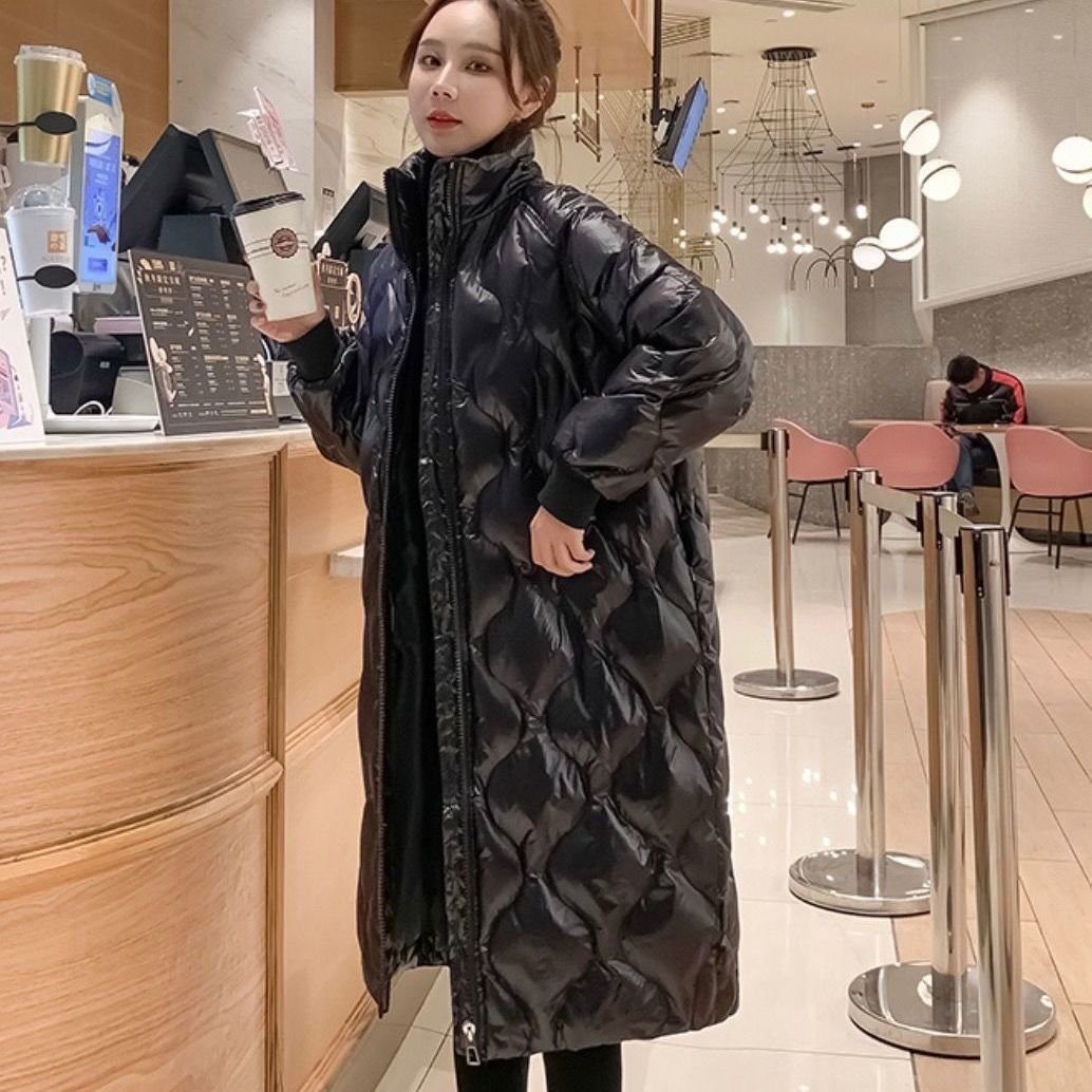 レディース コート ジャケット 長袖 ゆったり コットン 綿 冬 体型カバー 膝丈 ダウン スタンドカラー 光沢 ポリエステル ダウンジャケット