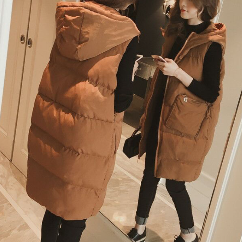 レディース ジャケット ベスト 上着 ダウン 前開き 膝上 袖なし ノースリーブ 襟なし フード ファスナー ポケット 大人可愛い きれいめ シンプル カジュアル 上品 おしゃれ こなれ感 ラフ 主役級 存在感 抜け感 無地 春 秋 冬 通勤 デート お出かけ アウトドア キャンプ リゾート 旅行 公園 女子会 休日 ショッピング 韓国 オルチャン コーデ 楽ちん 暖かい 防寒 体型カバー 普段使い M L XL 2XL 3XL 4XL 5XL 大きいサイズ 黒 ブラック グレー 黄色 イエロー