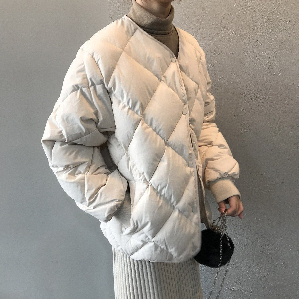 レディース ジャケット 長袖 ゆったり オーバーサイズ 秋冬 秋 体型カバー ショート キルティング 冬 ダウン 薄手 襟なし タイ アウター ポリエステル ダウンジャケット