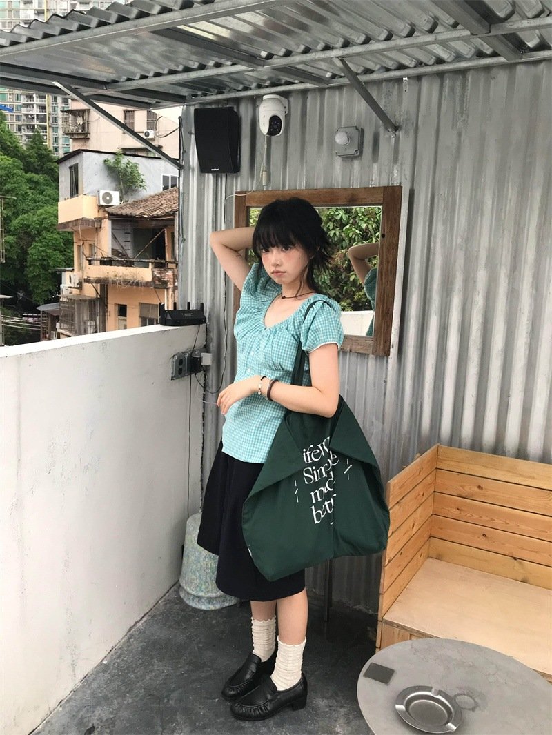 レディース シャツ トップス 半袖 チェック柄 スリム 春夏 きれいめ レトロ 通勤 韓国風 前開き Vネック 春 夏 レギュラー ボタン ポリエステル