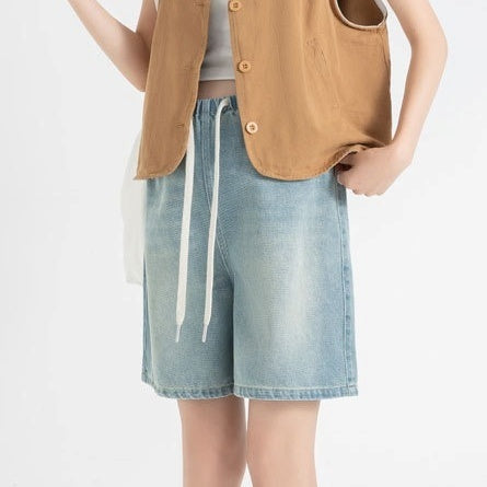 ボトムス ズボン パンツ デニムパンツ ハーフパンツ ウエストゴム ハイウエスト デニム かわいい 可愛い 大人可愛い きれいめ シンプル レトロ おしゃれ かっこいい カジュアル ラフ こなれ感 個性的 主役級 存在感 抜け感 オールシーズン ベーシック ナチュラル メンズライク 無地 女性用 レディース ママ マタニティ OL 通勤 デート お出かけ 旅行 休日 ランチ カフェ ショッピング コンパ 普段使い デイリー 着回し 脚長 美脚 M L XL 2XL トレンド モテ ゆったり 楽ちん