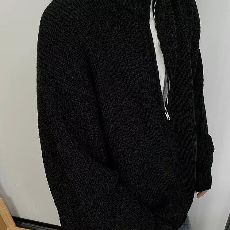 ニット カーディガン コート 長袖 ゆったり 春 秋冬 カジュアル アメリカン レトロ 秋 冬 カップル セーター スタンドカラー ラグジュアリー