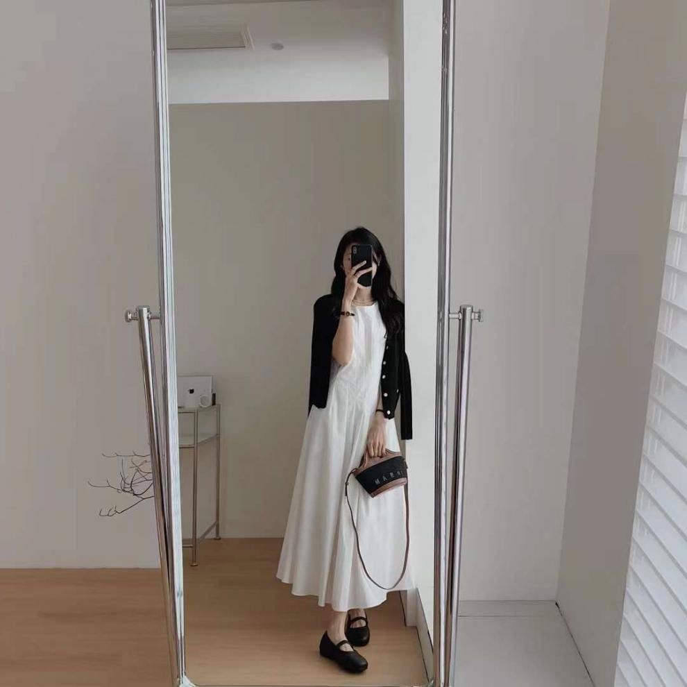 ワンピース ノースリーブ 無地 夏 きれいめ 通勤 春夏 袖なし ラウンドネック シンプル ロング 上品 Aライン