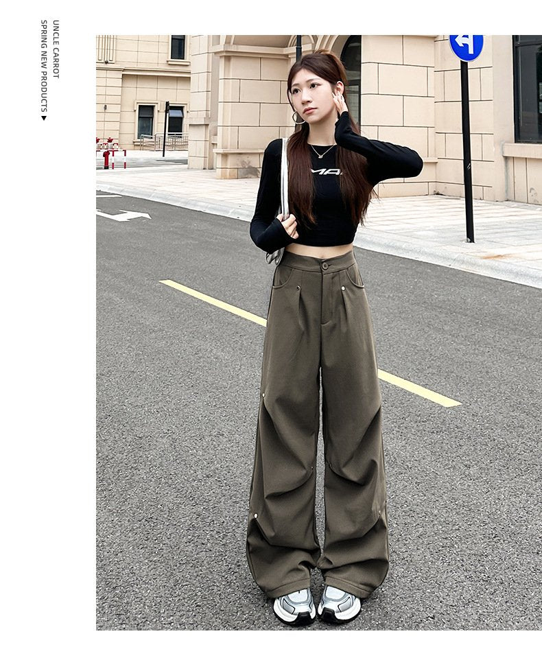 レディース パンツ ゆったり 春夏 カジュアル 春 夏 秋 冬 ストレートパンツ ストレート ワークパンツ 切り替えデザイン 裏起毛 ストレッチ ポリエステル 秋冬