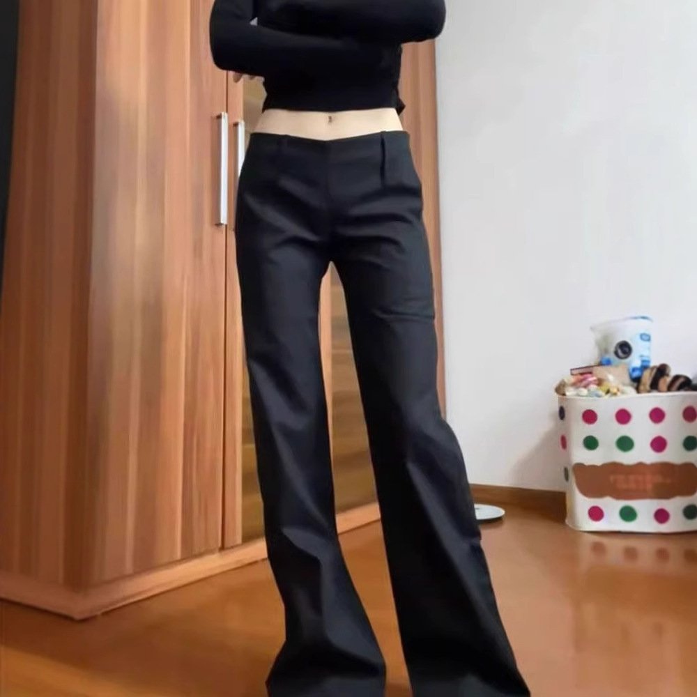 レディース パンツ ワイド 春夏 カジュアル 春 夏 秋 ブラック ロング ストレート ワイドパンツ 切り替えデザイン スラックス ハイウエスト ポリエステル