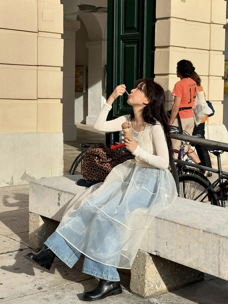 ワンピース ノースリーブ 無地 春夏 カジュアル 袖なし 春 レース 夏 ラウンドネック シンプル 秋 ロング 上品 切り替えデザイン エレガント