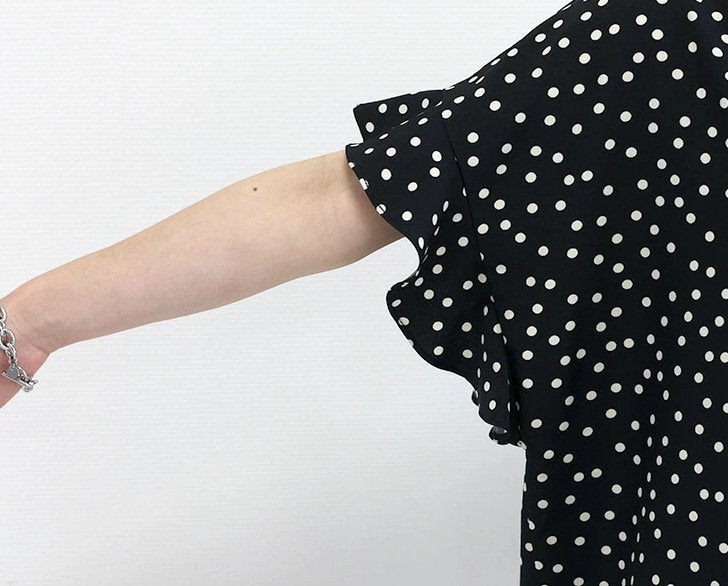レディース ブラウス シャツ トップス 半袖 ゆったり 春夏 きれいめ 通勤 オフィス 前開き Vネック 春 夏 上品 シフォン 水玉 シフォンブラウス ポリエステル ドット