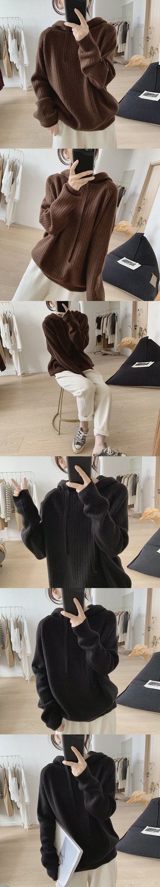 レディース トップス ニット 長袖 無地 ゆったり 秋冬 秋 カジュアル 体型カバー 膝丈 シンプル 冬 セーター フード ポリエステル