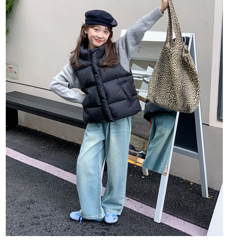 レディース トップス ベスト ノースリーブ 無地 ゆったり 体型カバー 袖なし ショート 男女兼用 シンプル ブラック ダウン ベージュ インナー