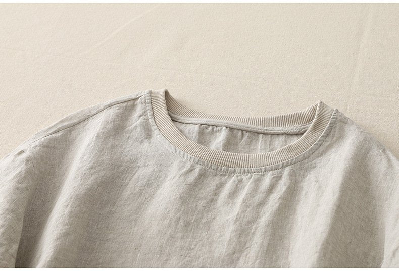レディース トップス Tシャツ 半袖 無地 ゆったり 春夏 カジュアル レトロ 春 夏 ラウンドネック シンプル シャツ 切り替えデザイン プルオーバー リブ レギュラー ポリエステル
