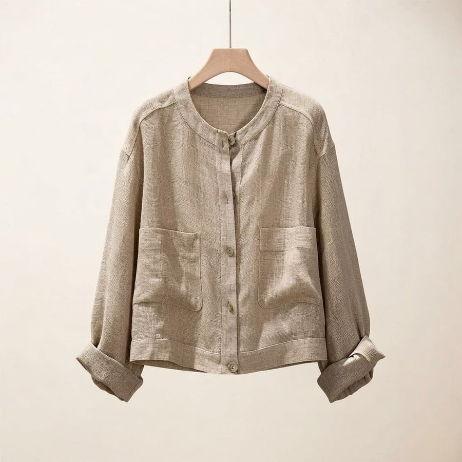 ジャケット 長袖 ゆったり オーバーサイズ 麻 春夏 体型カバー 春 夏 ラウンドネック シンプル ドロップショルダー アウター レギュラー