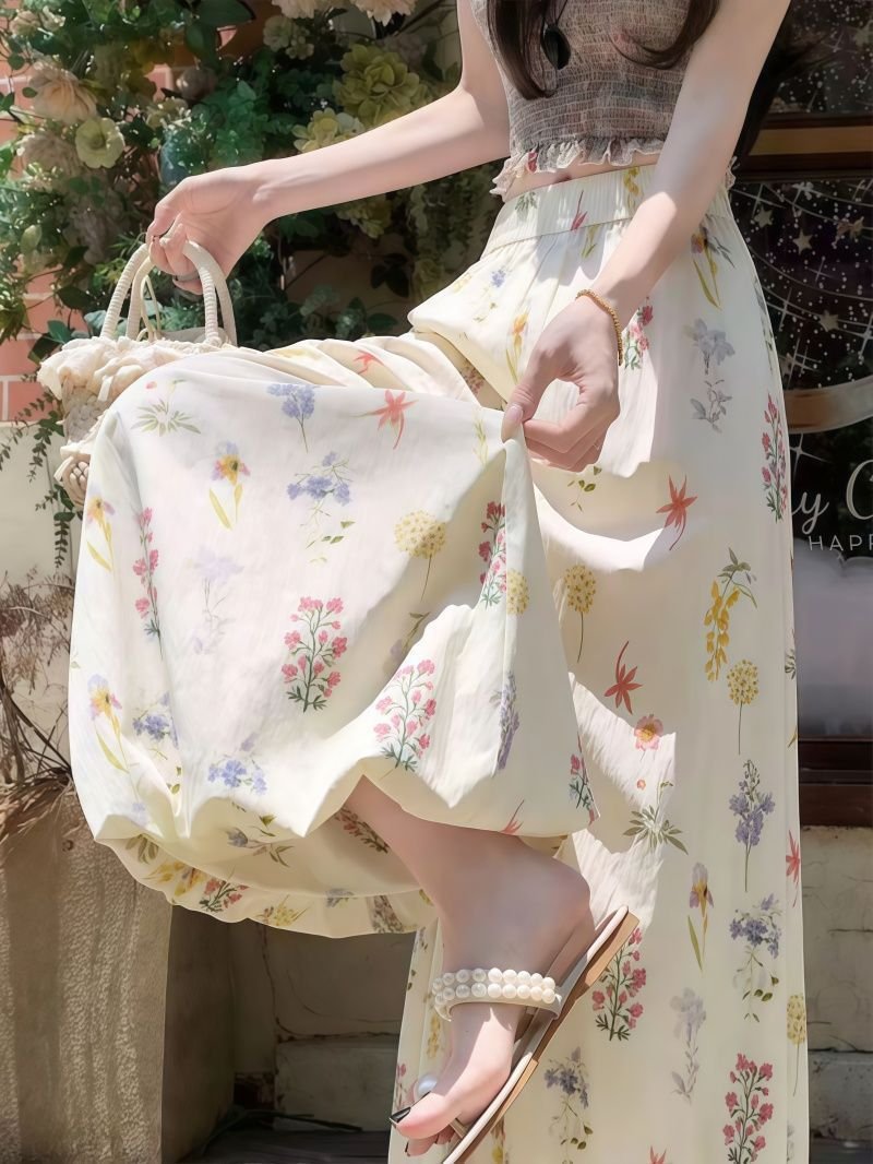 レディース パンツ 花柄 プリント ゆったり ワイド 春夏 カジュアル 春 夏 フラワー ロング ワイドパンツ ドレープ バルーン ハイウエスト ベーシック ポリエステル UVカット