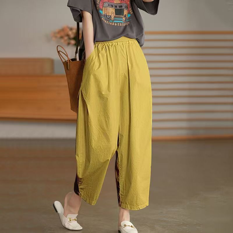 レディース パンツ ボトムス テーパードパンツ ロングパンツ ワイドパンツ アンクル丈 クロップド丈 バルーン コクーン フェミニン ストリート ポケット ハイウエスト リネン 綿 コットン 麻 きれいめ シンプル カジュアル おしゃれ レトロ エキゾチック こなれ感 ラフ ルーズ 抜け感 ベーシック アクティブ ナチュラル 無地 夏 フェス 普段使い 流行 定番 M L XL 2XL 3XL 4XL 大きいサイズ ビッグ ゆったり 白 ホワイト 黒 ブラック 黄色 イエロー ベージュ カーキ レッド 赤