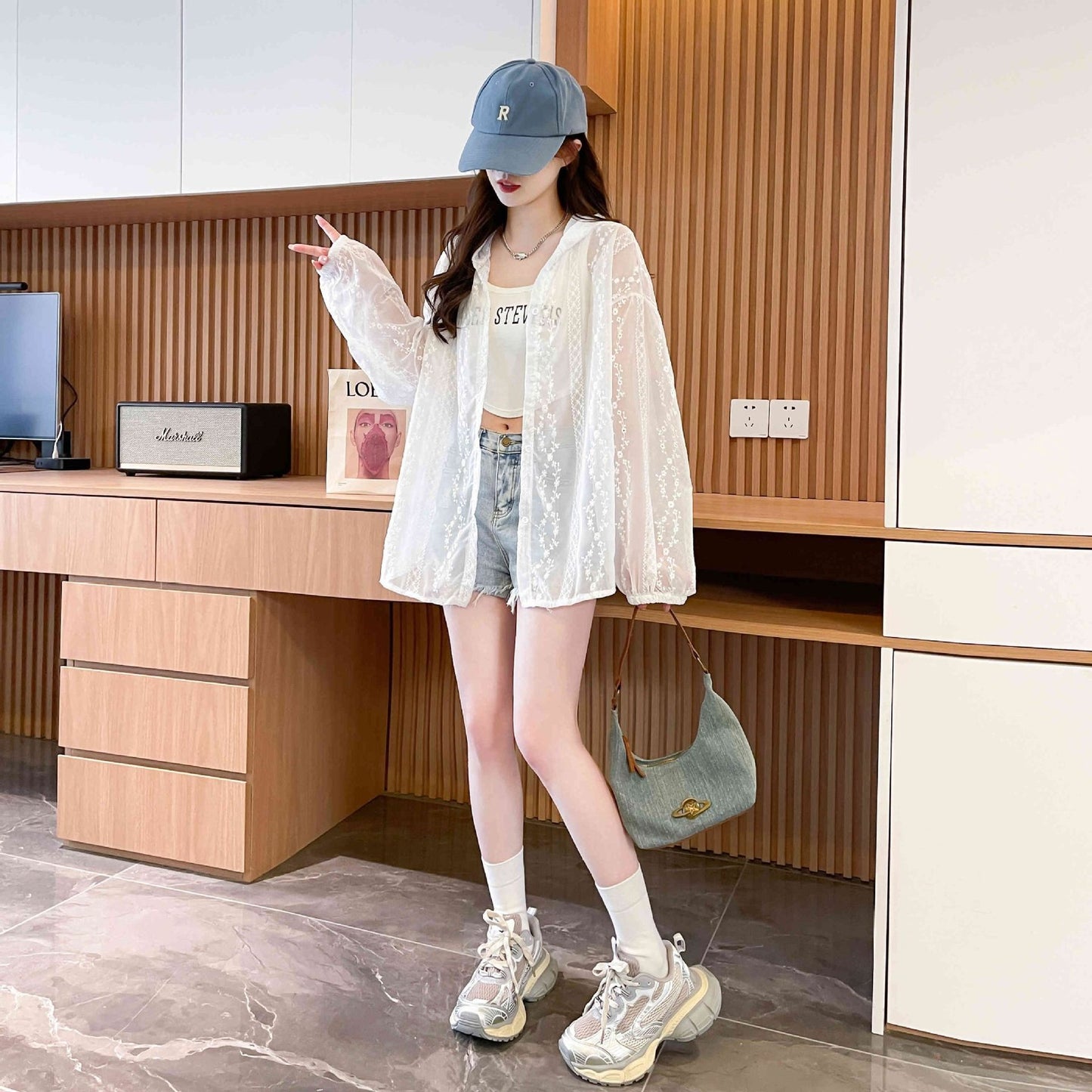 ジャケット 長袖 ゆったり 春夏 カジュアル 大きいサイズ 春 夏 ミモレ フード ポリエステル