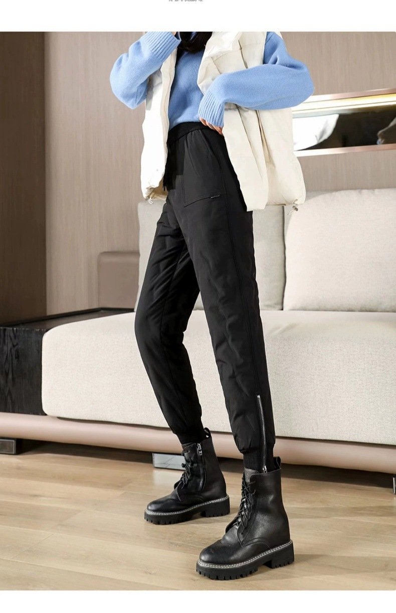 レディース パンツ ゆったり コットン 綿 冬 きれいめ 通勤 ボトムス 防寒 切り替えデザイン 厚手 ポリエステル