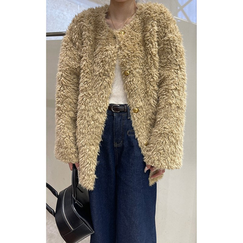 レディース コート 長袖 ゆったり 冬 きれいめ 通勤 ラウンドネック 暖かい ファー